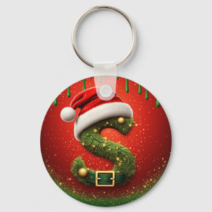 Llavero Monograma de Navidad S con sombrero de Santa regal