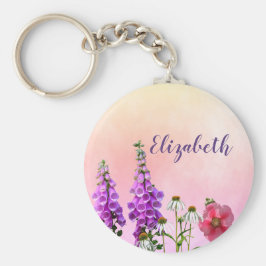 Llavero Monograma de nombre rosa melocotón morado