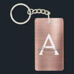 Llavero Monograma de oro rosa y ondulación de Moda<br><div class="desc">Faux De Oro Rosa Rojo Cepillado Metalizado Metálico De Acero Inoxidable Elegante Keychain. Estas cadenas de claves se pueden personalizar para incluir tu nombre inicial y de pila y son una ducha de novia perfecta Boda, una fiesta de soltera o un favor de fiesta de cumpleaños. Si necesita elementos coincidentes...</div>