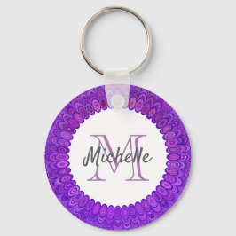 Llavero Monograma de pájaro morado manala