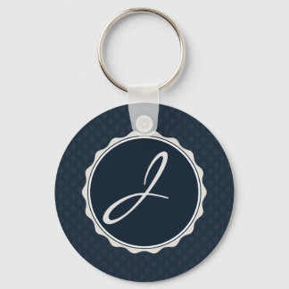 Llavero Monograma de Personalizado azul de la marina clási