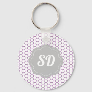 Llavero Monograma de Personalizado de abeja morada clara
