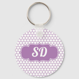 Llavero Monograma de Personalizado de abeja morada clara