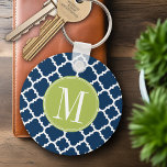 Llavero Monograma de Personalizado de patrones geométricos<br><div class="desc">Un diseño atrevido y gráfico de quatrefoil en colores frescos y alegres. Si necesita ajustar los monogramas,  haga clic en el botón personalizar y realice cambios.</div>