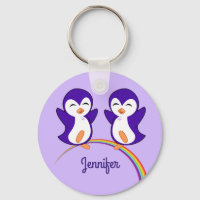 Monograma de pingüino púrpura lindo niños