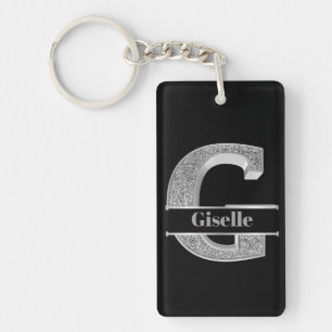 Llavero Monograma de plata inicial G personalizado Su nomb