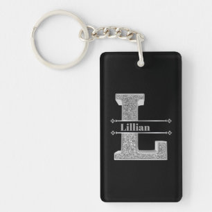 Llavero Monograma de plata inicial L personalizado Su nomb