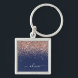 Llavero Monograma de Purpurina rosa Rubor Rosa azul de la<br><div class="desc">Oro Rosa - Purpurina de guion en color rosa y azul de la marina Rubor Cadenas de claves de nombres de monograma (cadena de claves). Esto hace que el dulce perfecto cumpleaños 16, boda, ducha de novia, aniversario, ducha de bebé o fiesta de soltera sea regalo para alguien que ama...</div>