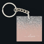 Llavero Monograma de Purpurina rosado Rubor Gold Rosa Girl<br><div class="desc">Rosa de oro Rubor Relieve metalizado de tinta rosa y de imitación de de esparkle Purpurina Script Monograma Keychain. Esto hace que el dulce perfecto cumpleaños 16, boda, ducha de novia, aniversario, ducha de bebé o fiesta de soltera sea regalo para alguien que ama el lujo glam y los estilos...</div>