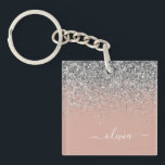 Llavero Monograma de Purpurina rosado Rubor Gold Rosa Girl<br><div class="desc">Rosa de oro Rubor Relieve metalizado de tinta rosa y de imitación de de esparkle Purpurina Script Monograma Keychain. Esto hace que el dulce perfecto cumpleaños 16, boda, ducha de novia, aniversario, ducha de bebé o fiesta de soltera sea regalo para alguien que ama el lujo glam y los estilos...</div>