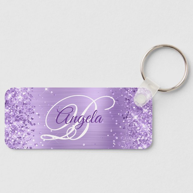 Llavero Monograma de Relieve metalizado de lavanda Purpuri (Anverso)