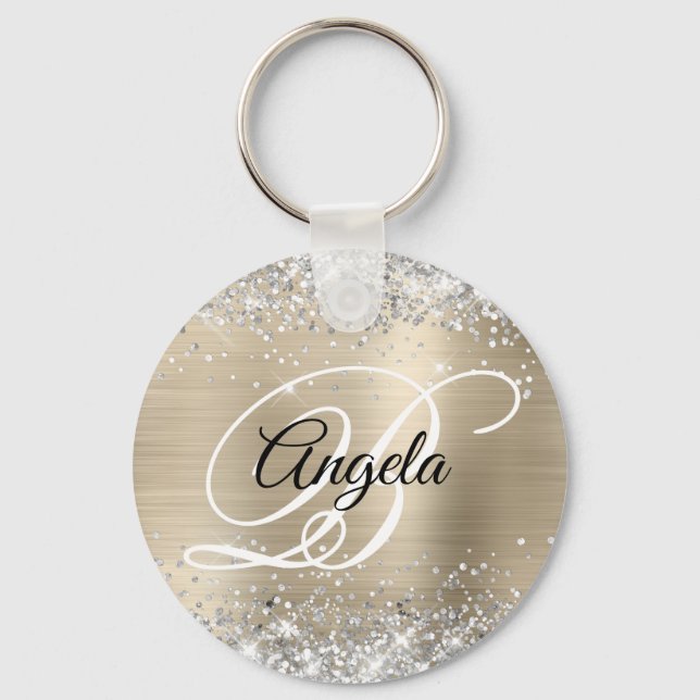 Llavero Monograma de Relieve metalizado dorado ligero plat (Anverso)