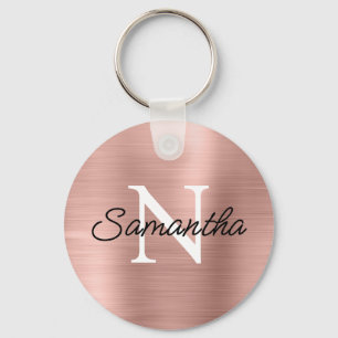 Llavero Monograma de Relieve metalizado metálico Rosa lige