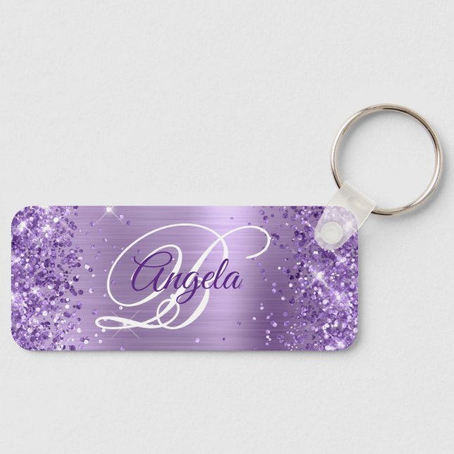Llavero Monograma de Relieve metalizado púrpura claro Purp (Anverso)