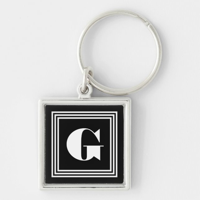 Llavero Monograma de trama negrita 3 | Blanco y negro (Frente)