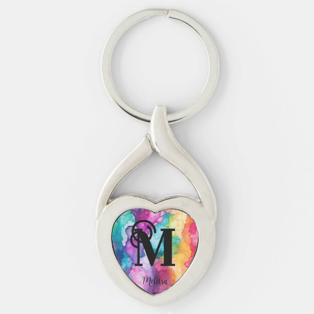 Llavero Monograma del arcoiris de color (Anverso)