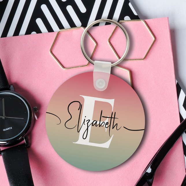 Llavero Monograma del nombre del guión del degradado amari (Subido por el creador)