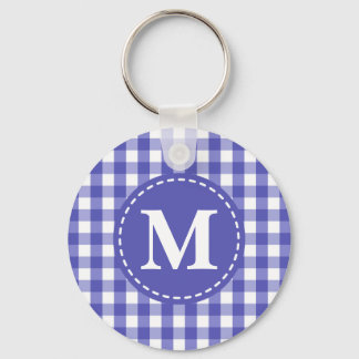 Llavero Monograma del patrón de comprobación de Gingham bl
