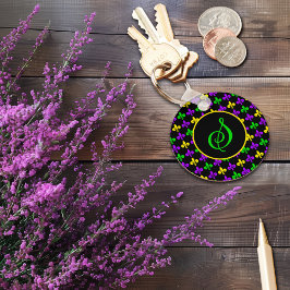 Llavero Monograma del patrón Mardi Gras Fleur de Lis