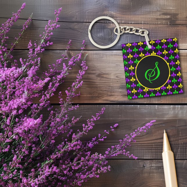 Llavero Monograma del patrón Mardi Gras Fleur de Lis (Subido por el creador)