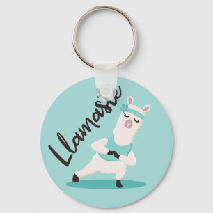 Llavero Monograma del personaje de yoga Llamaste Cute Verd