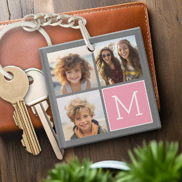 Llavero Monograma del Personalizado de Collage de fotos de