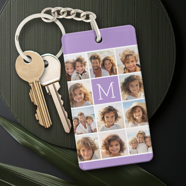 Llavero Monograma del Personalizado de Collage de fotos de (Personalized Keychain with a photo collage)