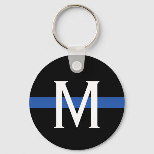 Llavero Monograma delgado de la línea azul de la policía