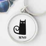 Llavero Monograma divertido de gato negro<br><div class="desc">Pequeño gato negro lindo por suerte. Arte original de Nic Squirrell. Cambie las iniciales del monograma para personalizarlas.</div>