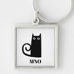 Llavero Monograma divertido de gato negro<br><div class="desc">Pequeño gato negro lindo por suerte. Arte original de Nic Squirrell. Cambie las iniciales del monograma para personalizarlas.</div>