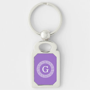 Llavero Monograma dominante griego blanco Amethyst de la