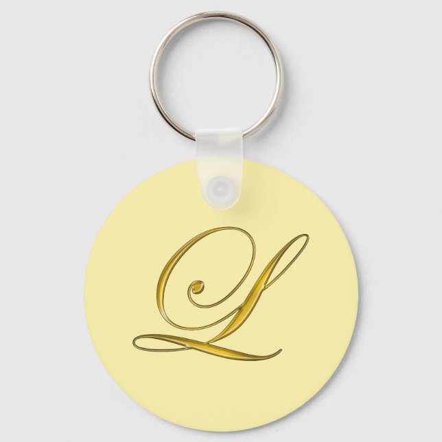 Llavero Monograma dorado L personalizado (Anverso)