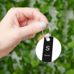 Llavero Monograma dos tonos moderno negro y blanco