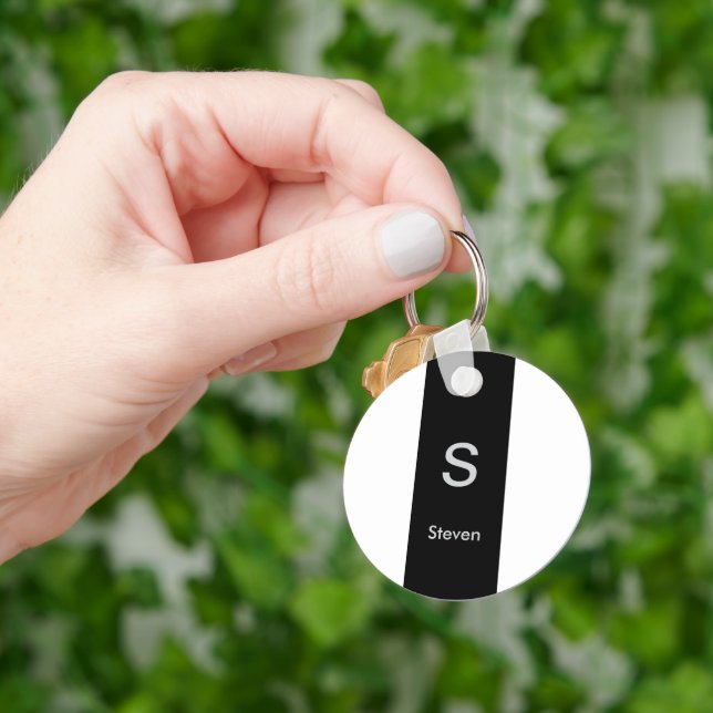 Llavero Monograma dos tonos moderno negro y blanco (Mano)