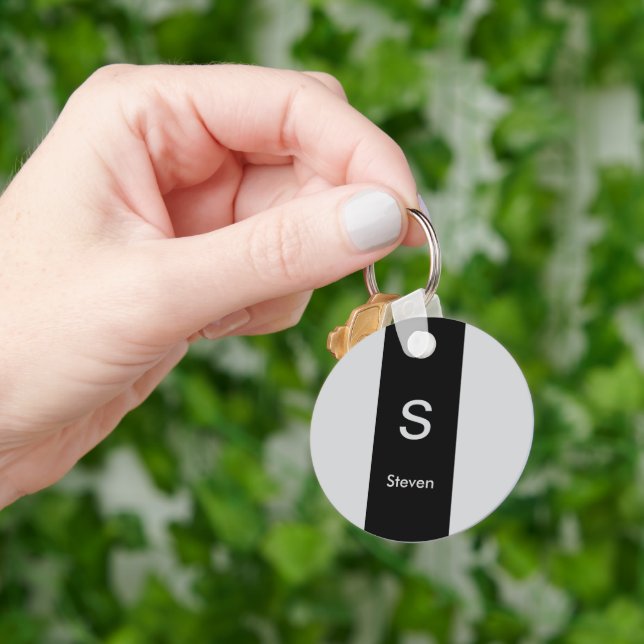 Llavero Monograma dos tonos negro moderno y gris (Mano)