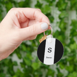 Llavero Monograma dos tonos negro moderno y gris claro