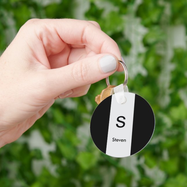 Llavero Monograma dos tonos negro moderno y gris claro (Mano)