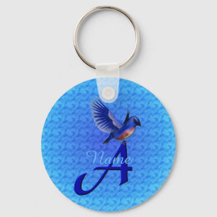 Llavero Monograma Elegante Bluebird Inicial A Personalizad