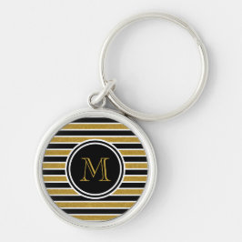 Llavero Monograma elegante de bandas Purpurinas de oro