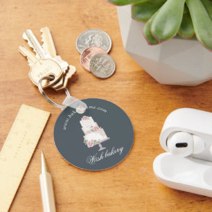 Llavero monograma elegante de panadería de tres niveles