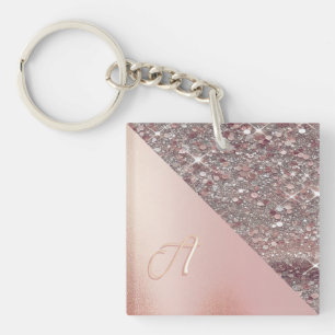 Llavero Monograma Elegante en Oro Rosa