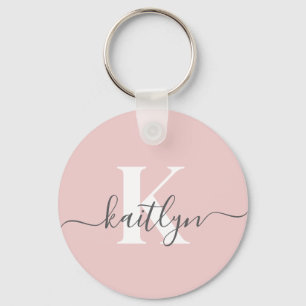 Llavero Monograma elegante en rosa y gris