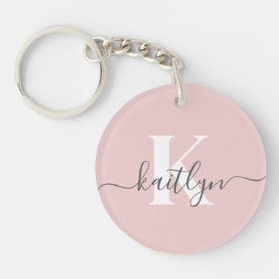 Llavero Monograma elegante en rosa y gris
