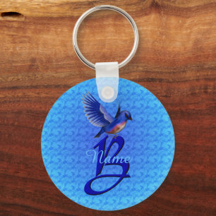 Llavero Monograma Elegante Inicial B Personalizado Bluebir