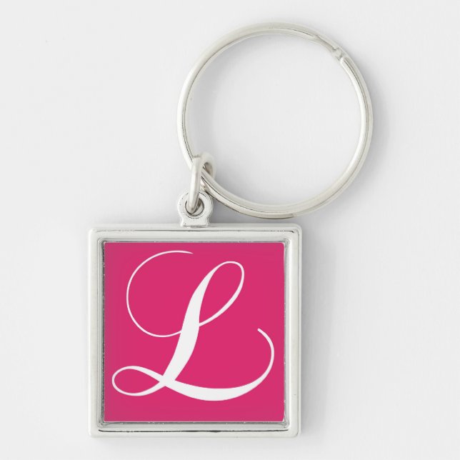 Llavero Monograma elegante L favores rosados de los (Frente)
