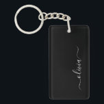 Llavero Monograma elegante Minimalista blanco negro y mode<br><div class="desc">Presentamos nuestra Colección de Monogramas Modernos Minimalistas en Blanco y Negro: Adopte la simplicidad y la sofisticación con nuestros diseños minimalistas, curados para elevar su estilo sin esfuerzo. Esta colección, elaborada con gran interés para la estética moderna, presenta elegantes diseños en blanco y negro acentuados por monogramas personalizados. Desde papel...</div>