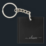 Llavero Monograma elegante Minimalista blanco negro y mode<br><div class="desc">Presentamos nuestra Colección de Monogramas Modernos Minimalistas en Blanco y Negro: Adopte la simplicidad y la sofisticación con nuestros diseños minimalistas, curados para elevar su estilo sin esfuerzo. Esta colección, elaborada con gran interés para la estética moderna, presenta elegantes diseños en blanco y negro acentuados por monogramas personalizados. Desde papel...</div>