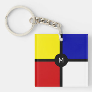 Llavero Monograma en Arte Inspirado en Mondrian con Estilo