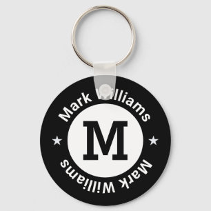 Llavero monograma en blanco y negro personalizado