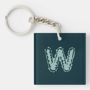 Llavero Monograma espeluznante verde en azul profundo